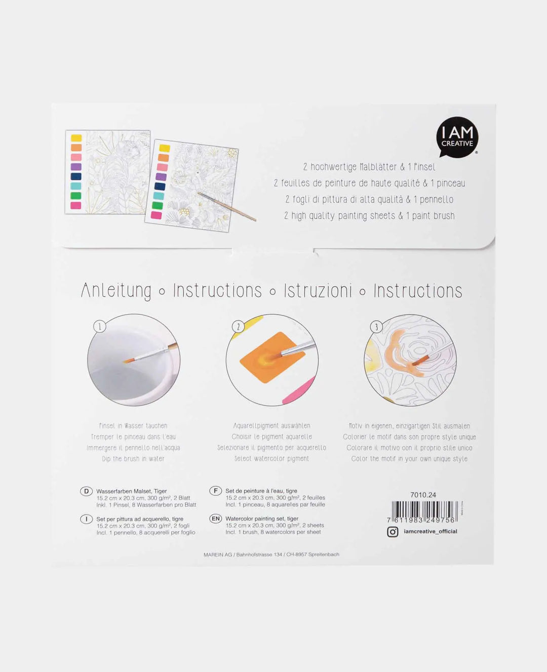 Watercolor Set with Painting Sheets, incl. 1 Brush, 15.2 cm x 20.3 cm, 2 Painting Sheets