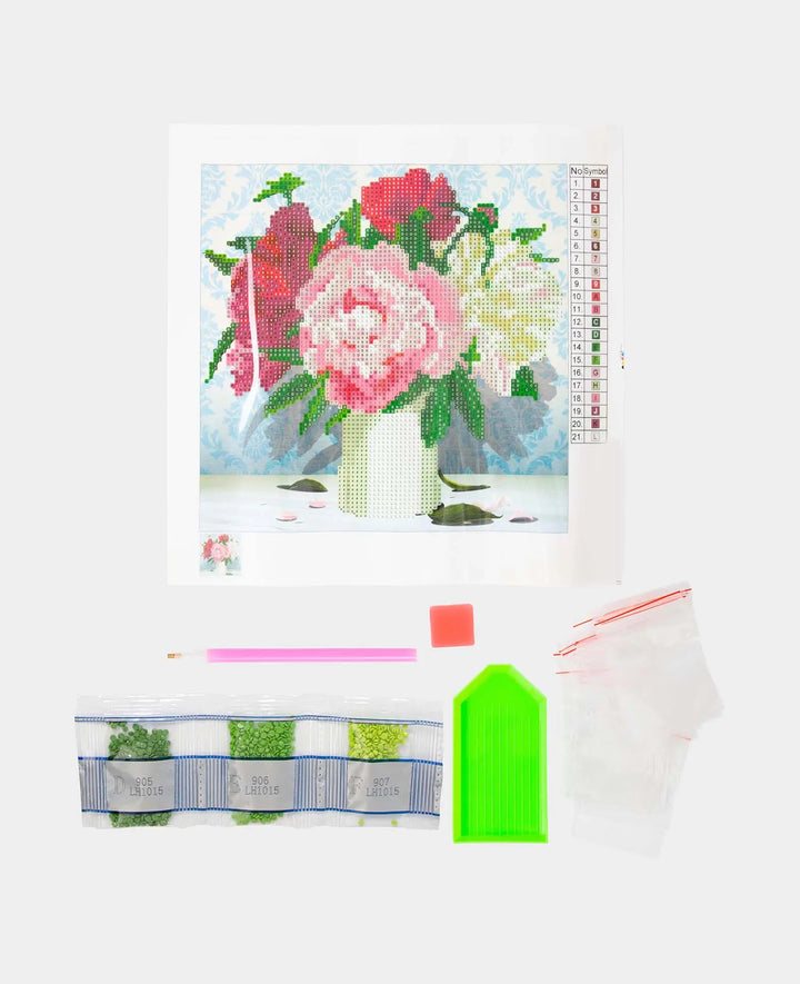 *Diamond Painting Kit, 30x30 cm, Flowers in Vase