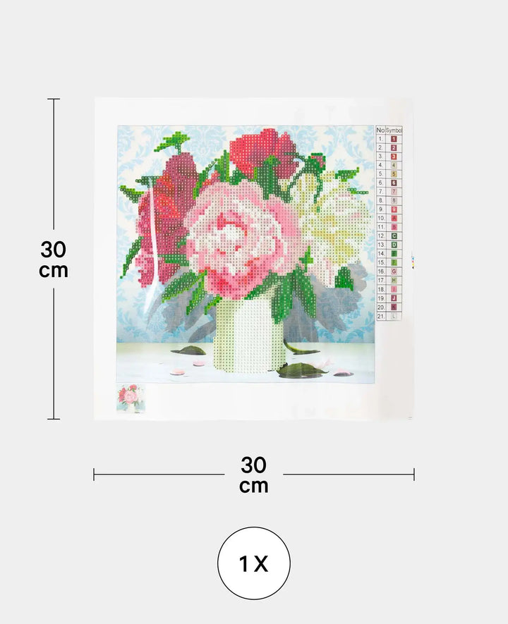 *Diamond Painting Kit, 30x30 cm, Flowers in Vase