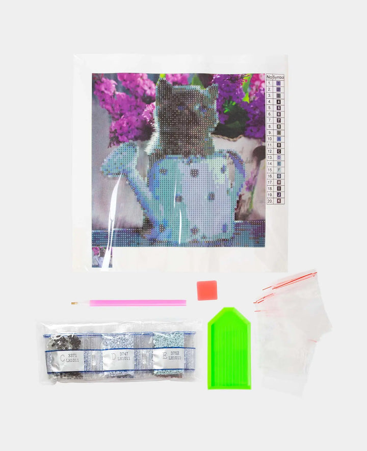 Diamond Painting Kit, Cat, 30 x 30 cm