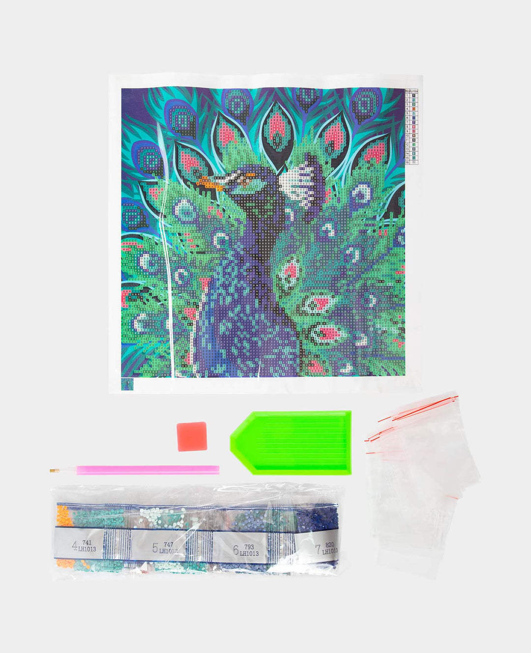 Diamond Painting Kit, Peacock, 30 x 30 cm