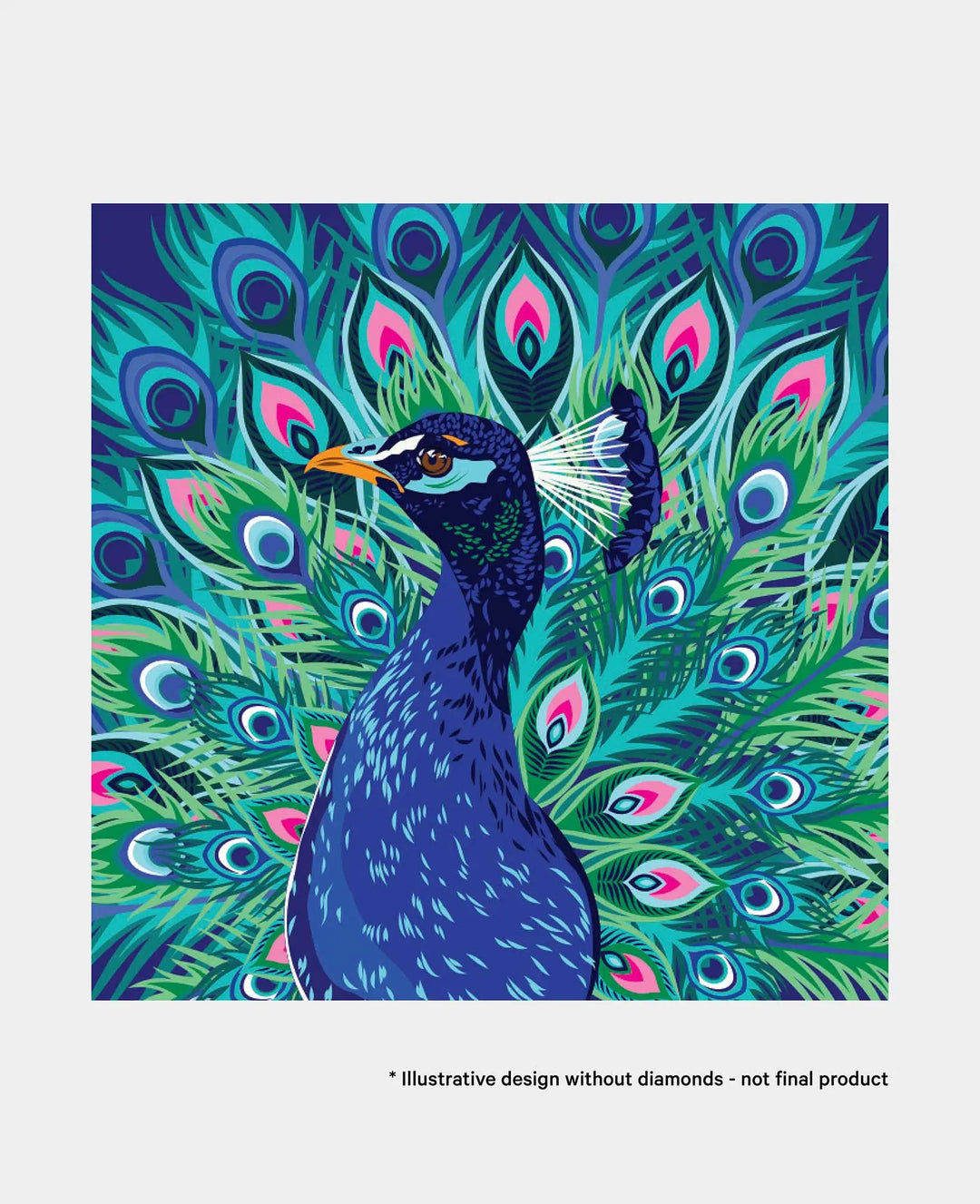 Diamond Painting Kit, Peacock, 30 x 30 cm