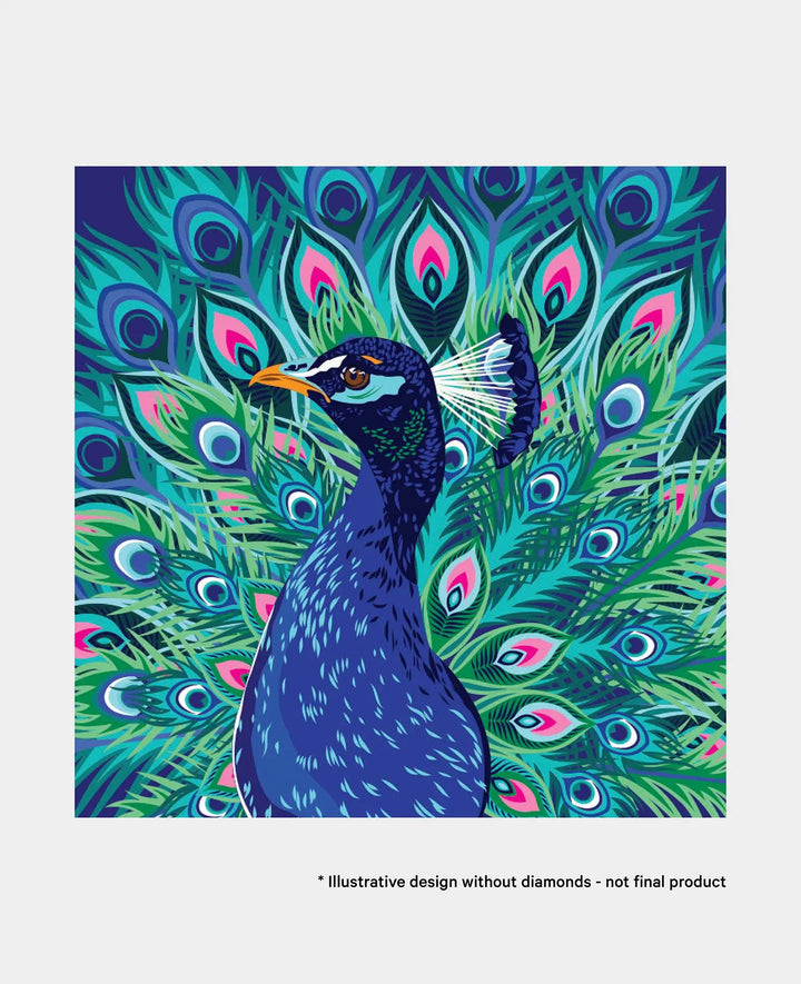 Diamond Painting Kit, Peacock, 30 x 30 cm