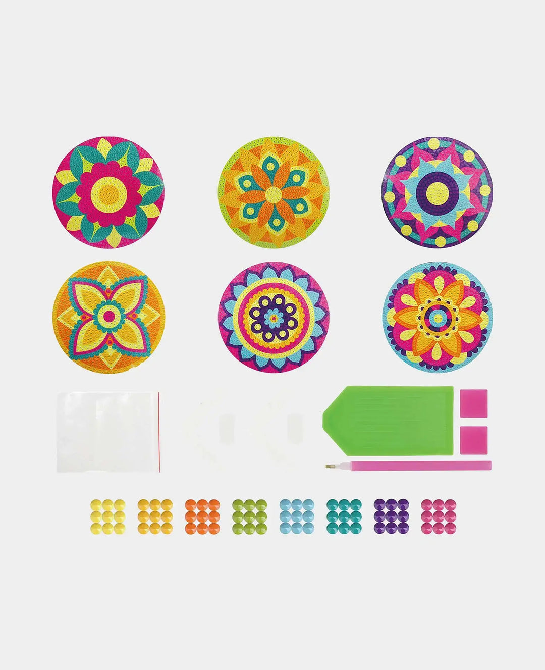 Diamond Painting Untersetzer, Mandala, Ø 10 cm, 6 Stk.