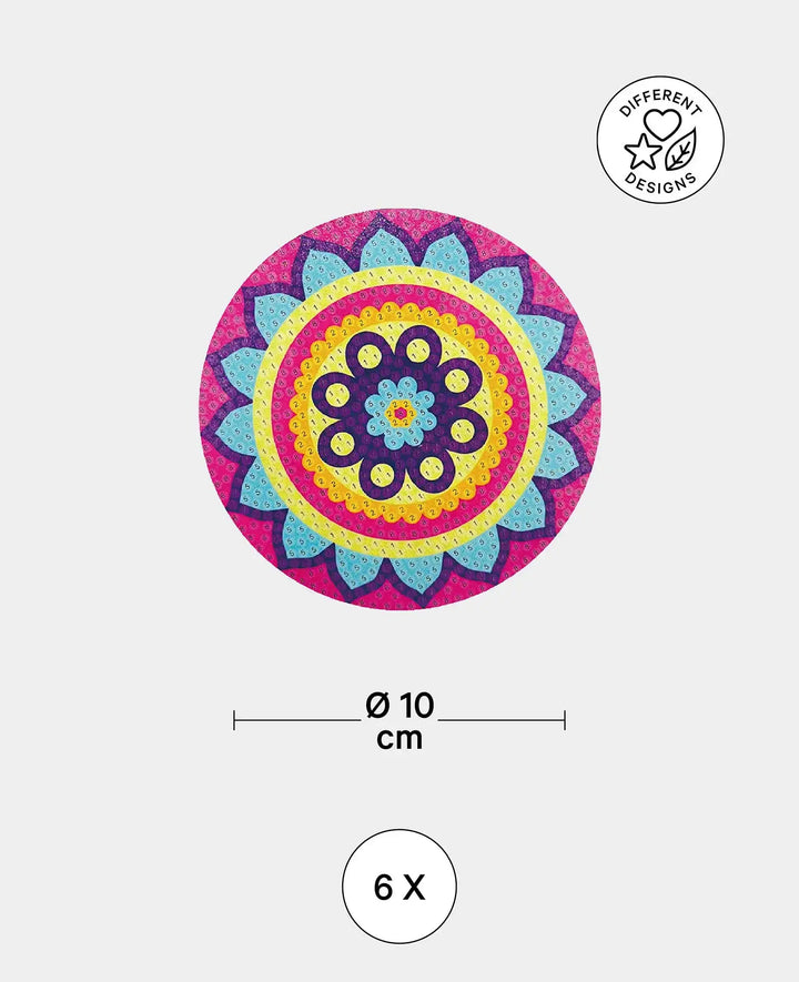 Diamond Painting Untersetzer, Mandala, Ø 10 cm, 6 Stk.