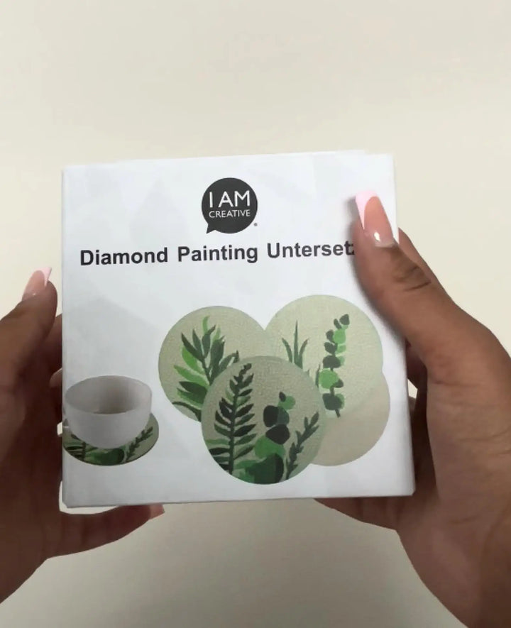 Diamond Painting Untersetzer, Pflanzen, Ø 10 cm, 6 Stk.