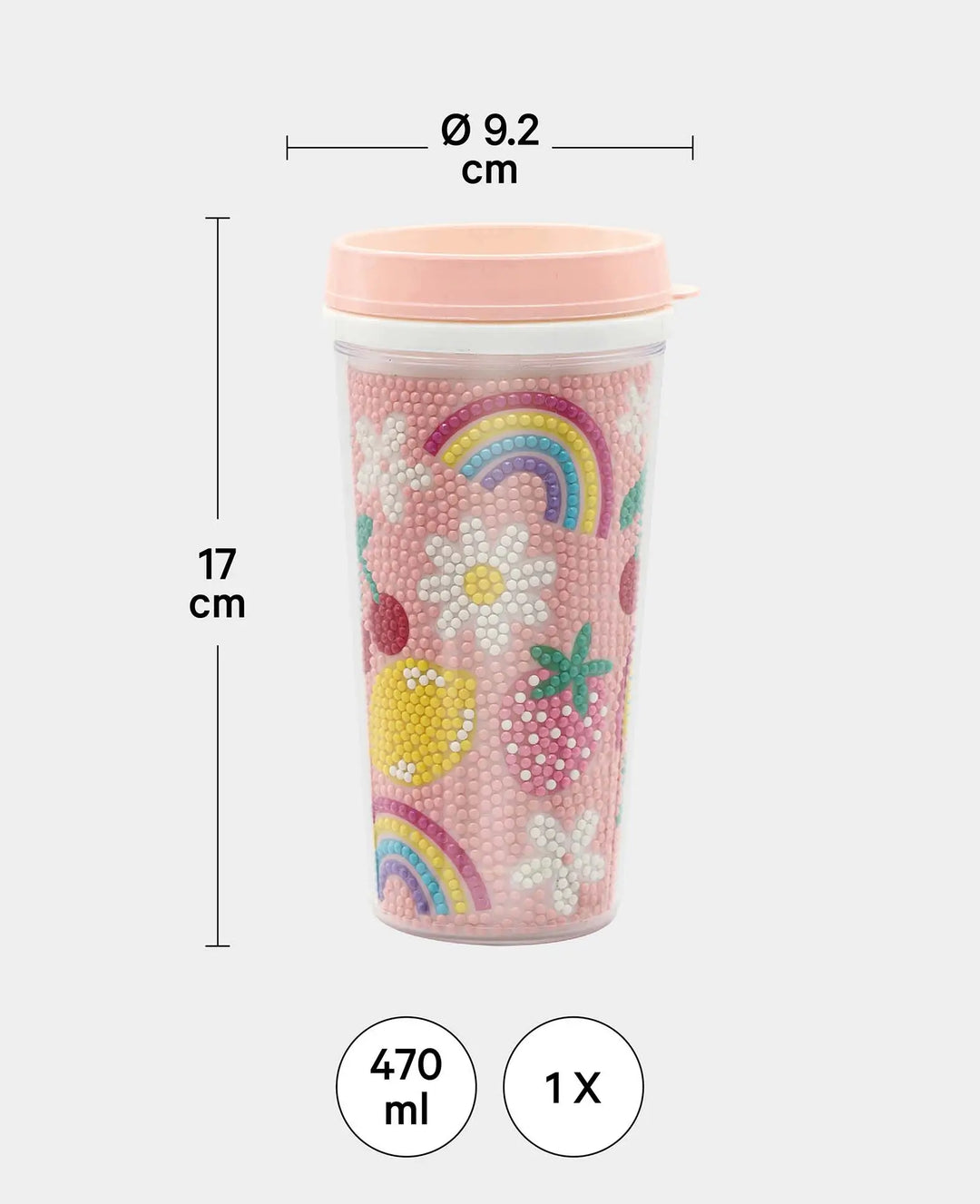 Diamond Painting Tumbler, Pink, Water Bottle, 17 x 9.2 cm
