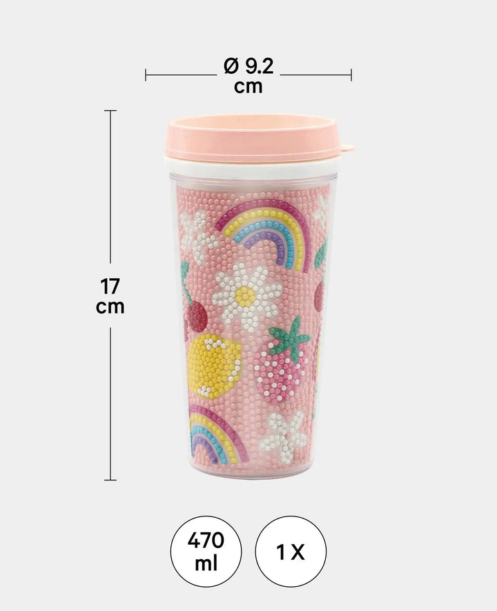 Diamond Painting Tumbler, Pink, Water Bottle, 17 x 9.2 cm