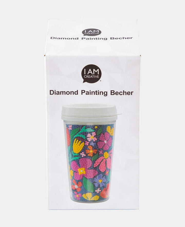Diamond Painting Becher, Blumen, Trinkflasche, 17 x 9.2 cm