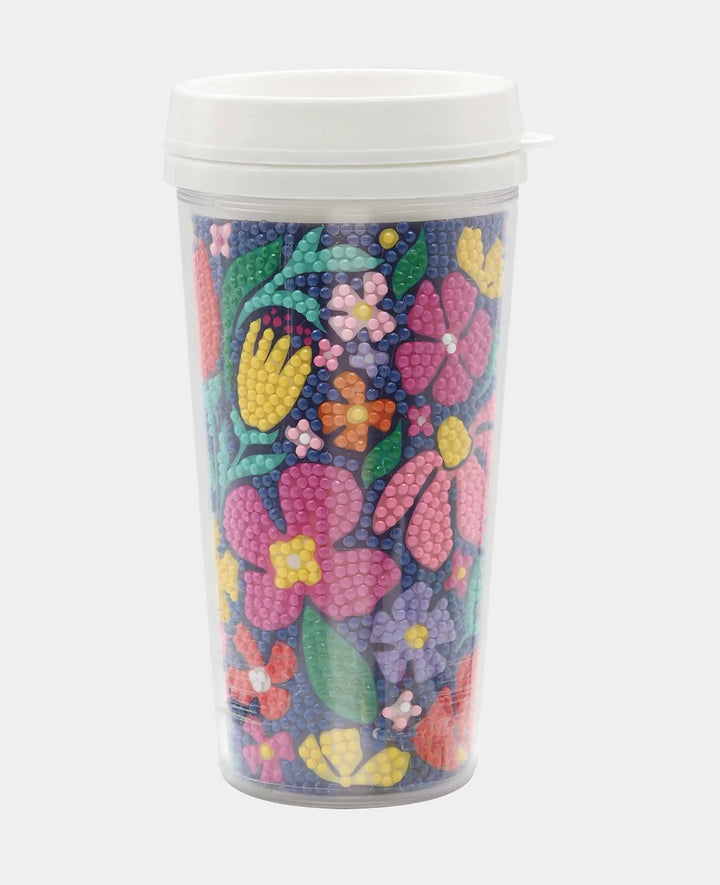 Diamond Painting Becher, Blumen, Trinkflasche, 17 x 9.2 cm