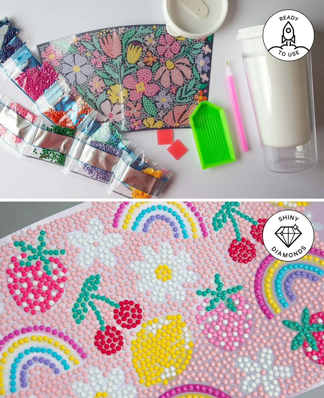 Diamond Painting Cup, Butterfly, Water Bottle, 17 x 9.2 cm