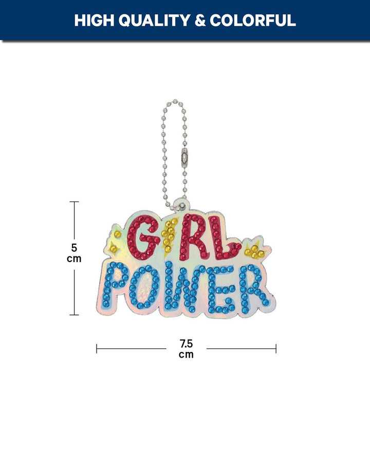 Diamond Painting Keychain, Girl Power, 5.2 x 7.5 cm