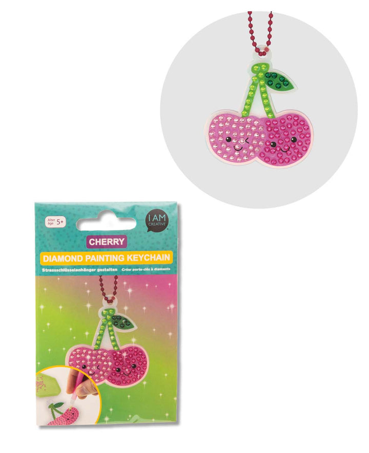 Diamond Painting Keychain, Cherry, 6.2 x 5.5 cm