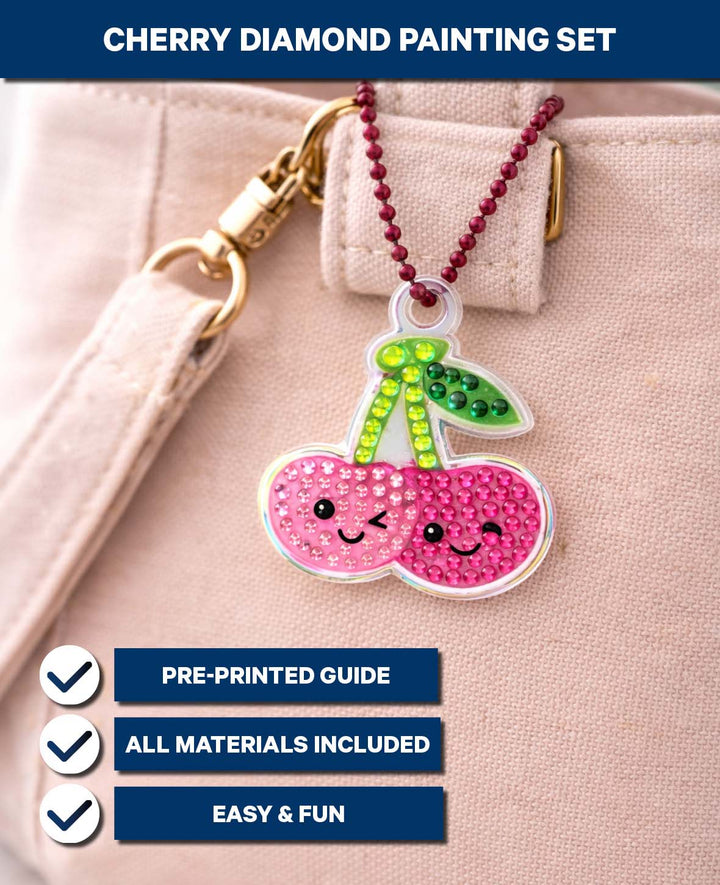 Diamond Painting Keychain, Cherry, 6.2 x 5.5 cm