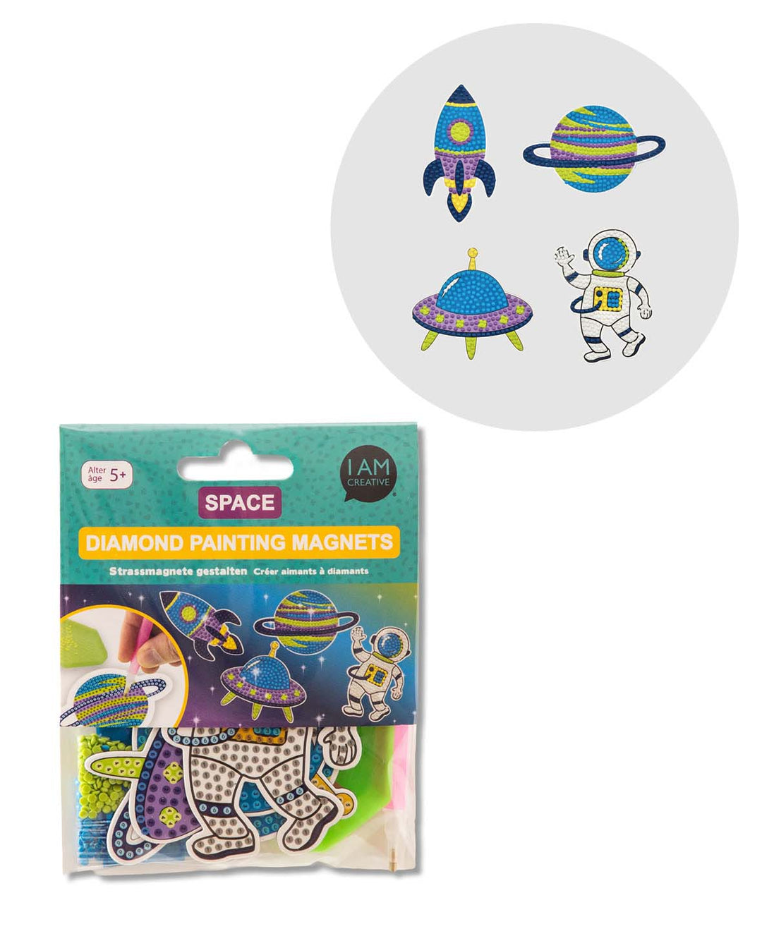 Diamond Painting Magnet Set, Space, 4 pcs.