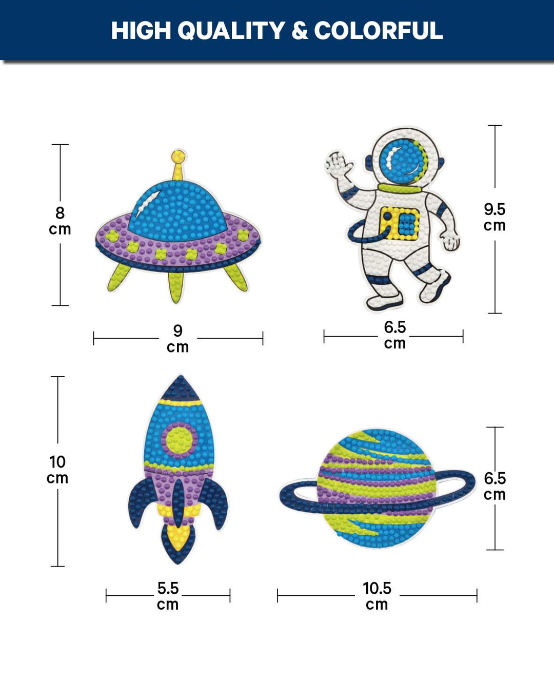 Diamond Painting Magnet Set, Space, 4 pcs.