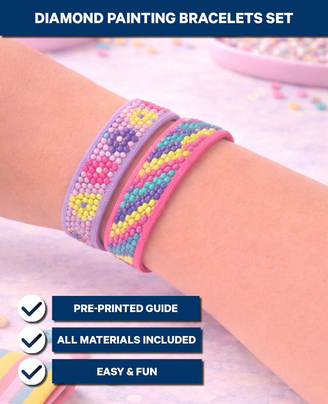 Diamond Painting Bracelet Set I, 21 x 2 cm, 3 pcs.