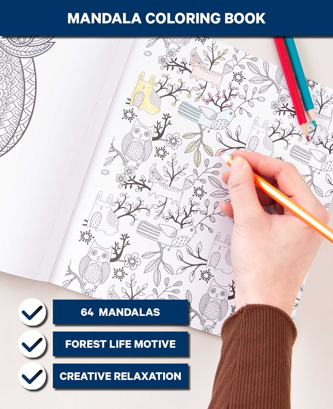 Forest Life Colouring Book, FSC-certified paper, 19.5 × 23 cm, 64 pages