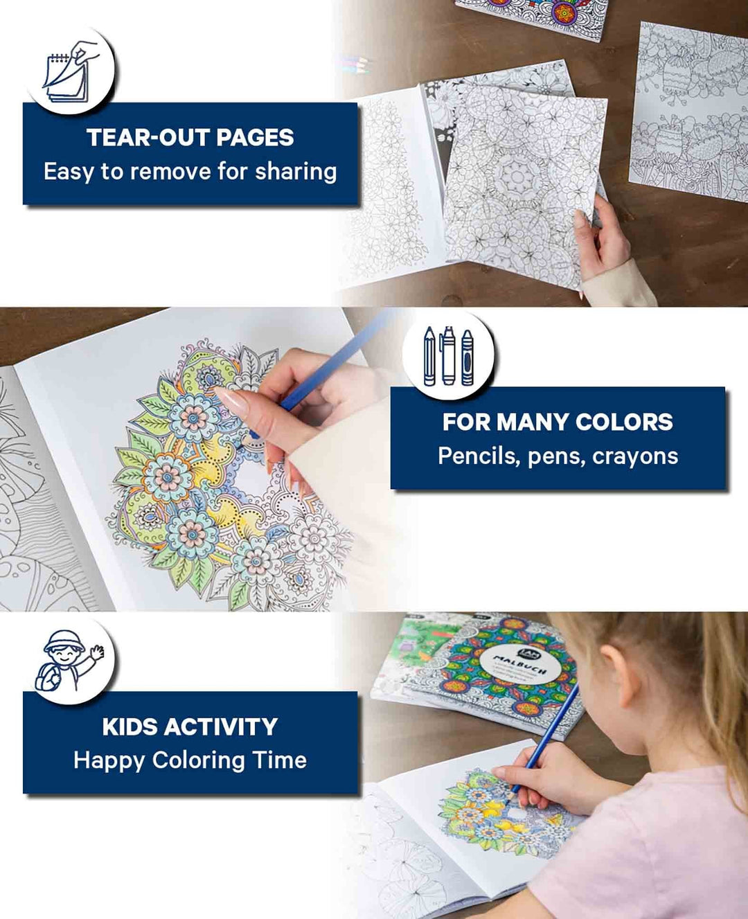 Flower Colouring Book, FSC certified paper, 19.5 × 23 cm, 64 pages