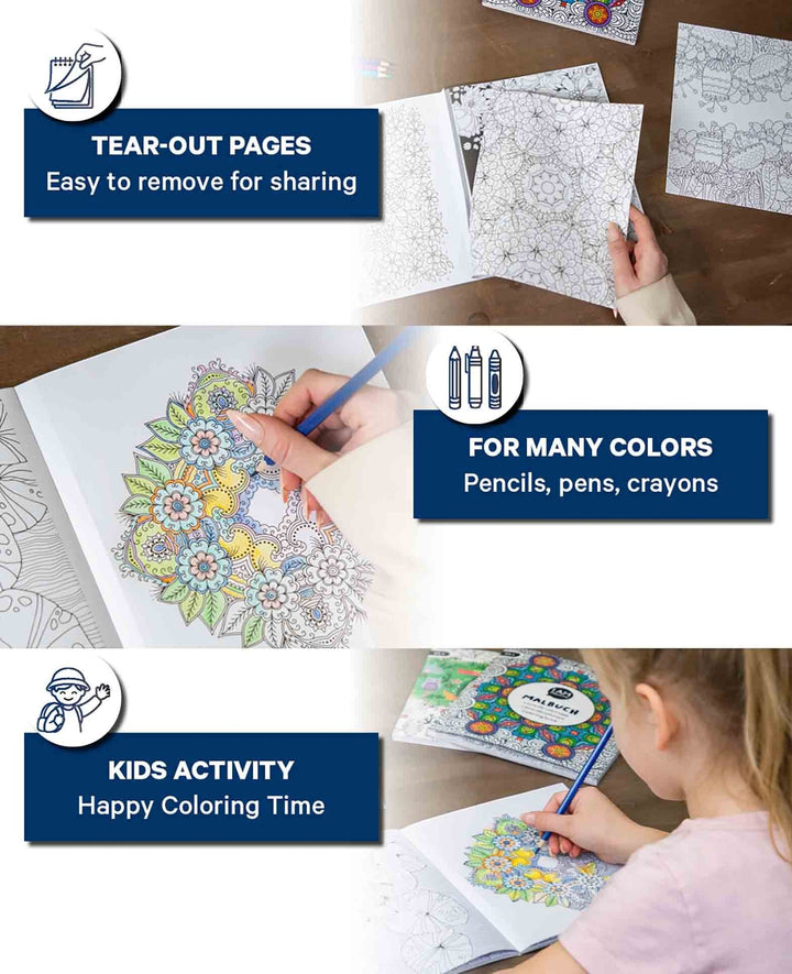 Flower Colouring Book, FSC certified paper, 19.5 × 23 cm, 64 pages