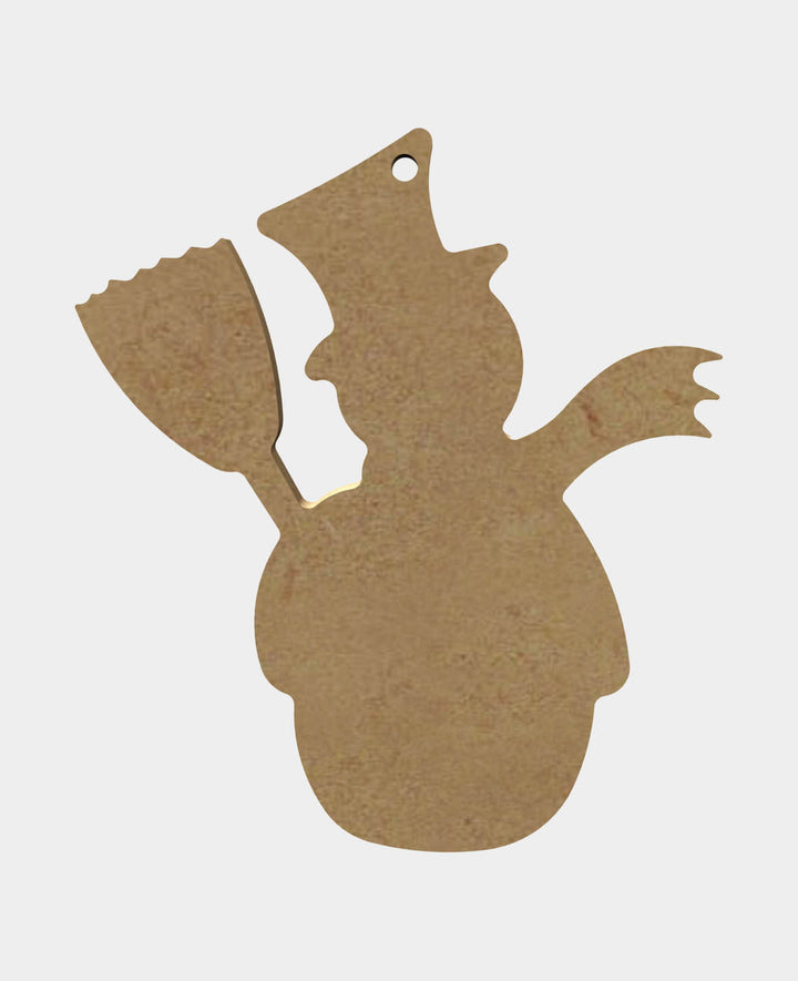 Décoration bonhomme de neige en MDF, 10 x 0,5 x 12 cm, marron, 1 pièce