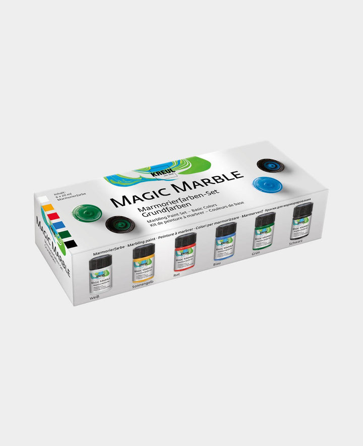 Magic Marble Marmorierfarben Set, Grundfarben, 6 x 20 ml, für Tauchmarmorierung