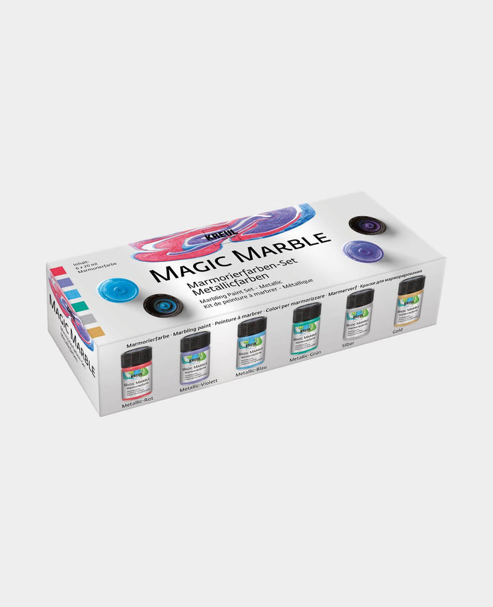 Magic Marble Marmorierfarben Set, Metallic-Farben, 6 x 20 ml, für Tauchmarmorierung