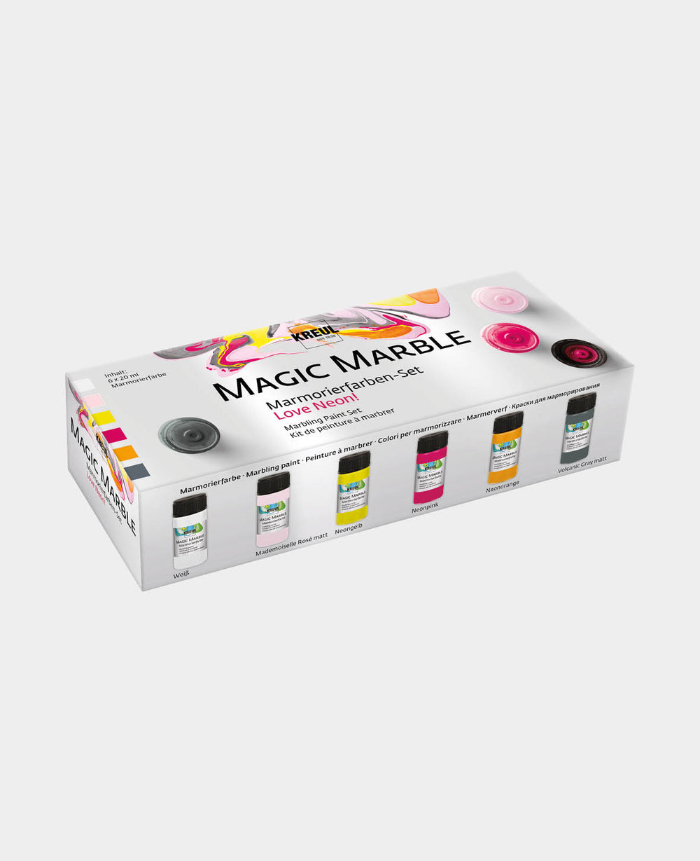KREUL Magic Marble Marmorierfarben Set, Neonfarben, 6 x 20 ml, für Tauchmarmorierung