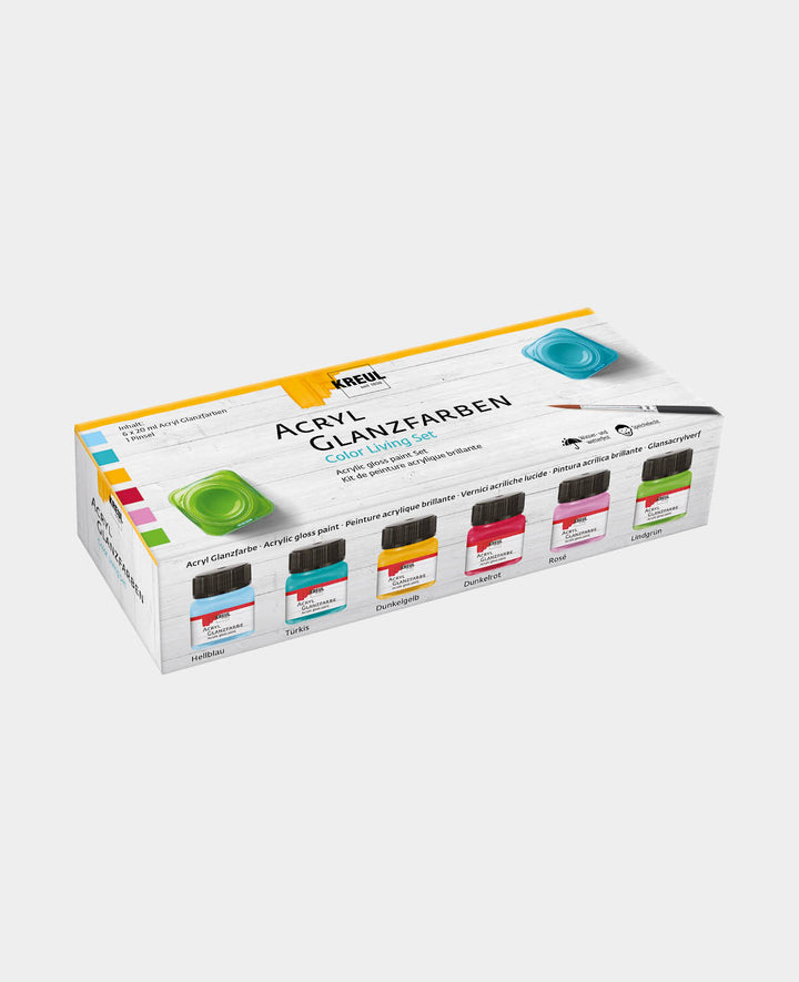 KREUL Peintures acryliques brillantes Set Color Living 6 x 20 ml