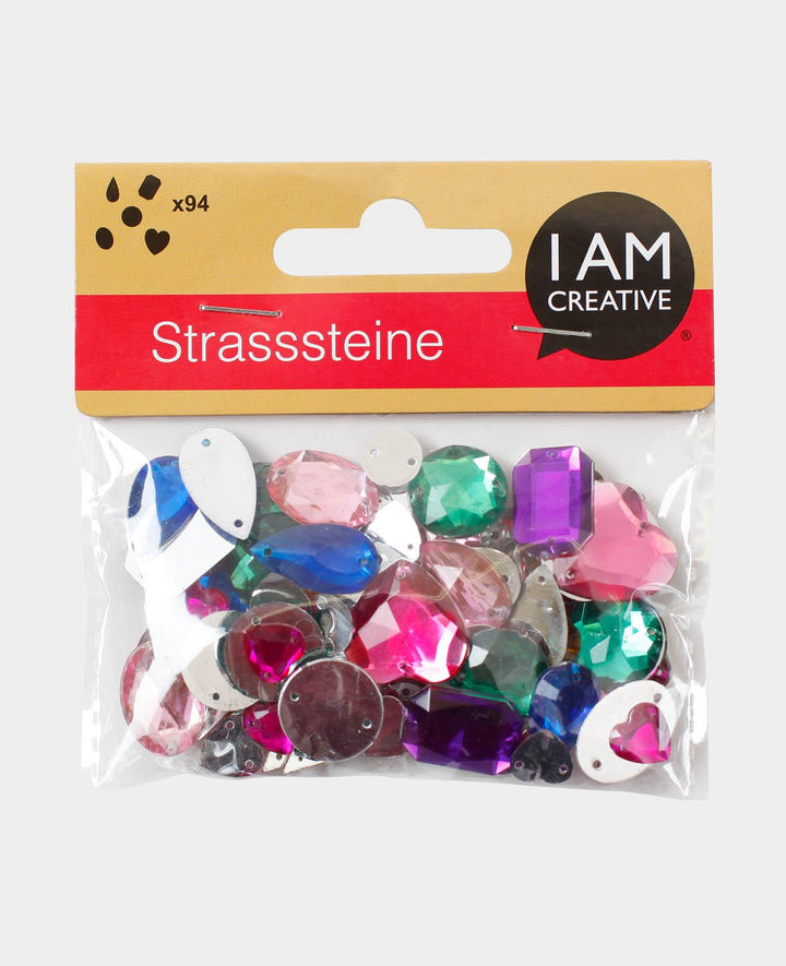 Sew-on Rhinestones, Multi-colour ø 5-16 mm, 94 pcs.