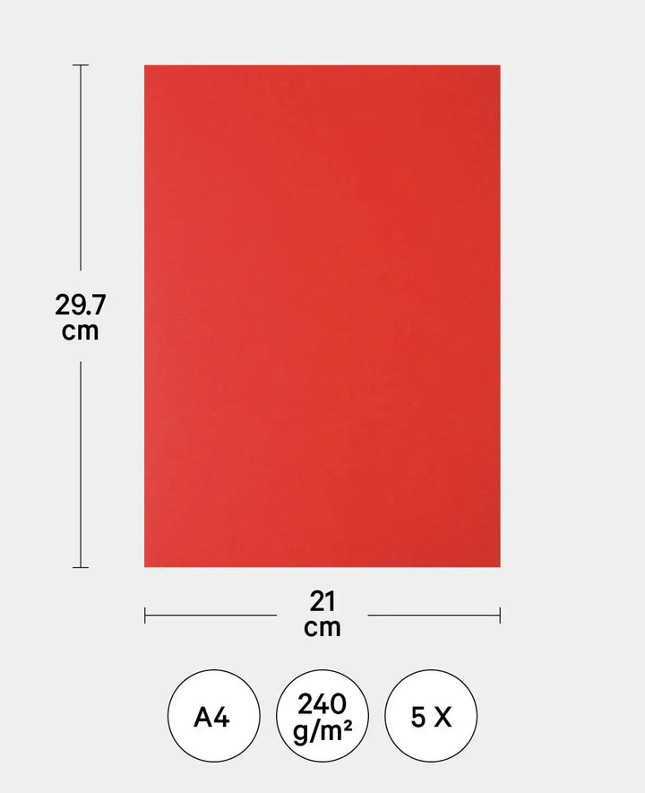 Briefkarton, Rot, 210 x 297 mm, A4, 5 Stk.