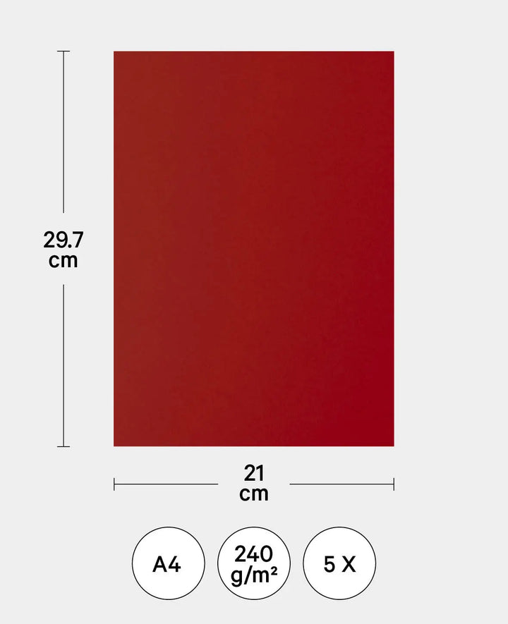 Briefkarton, Rot, 210 x 297 mm, A4, 5 Stk.