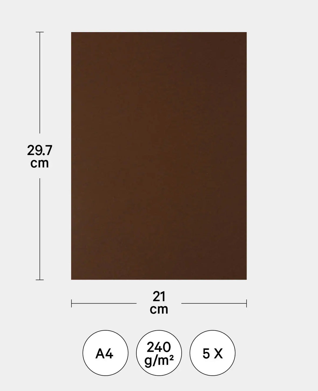 Briefkarton, Schokobraun, 210 x 297 mm, A4, 5 Stk.
