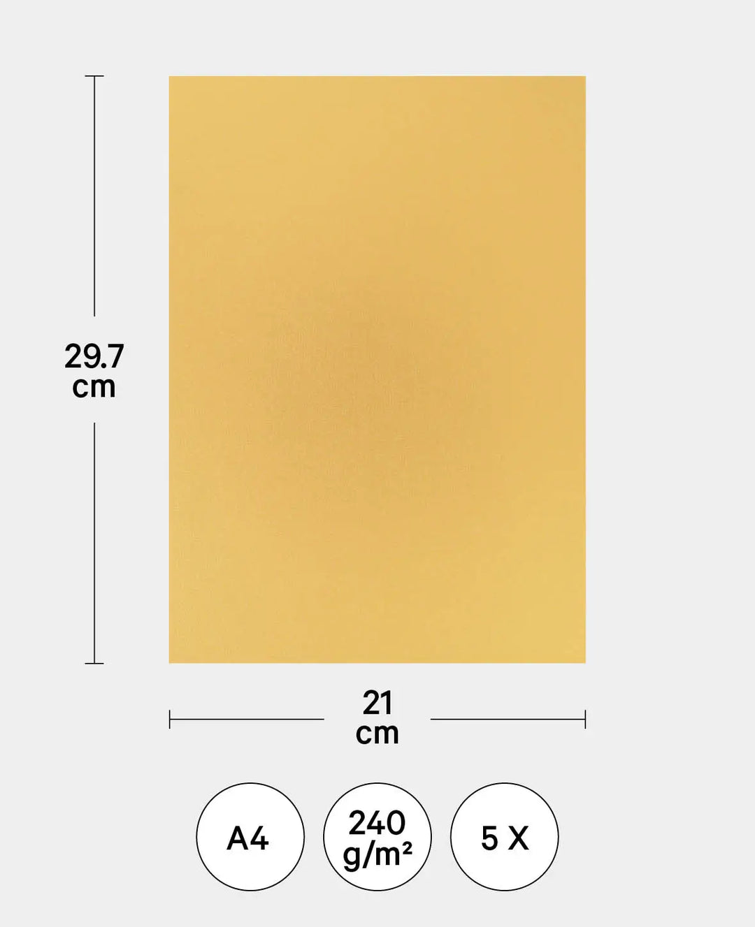 Briefkarton, Gold, 210 x 297 mm, A4, 5 Stk.