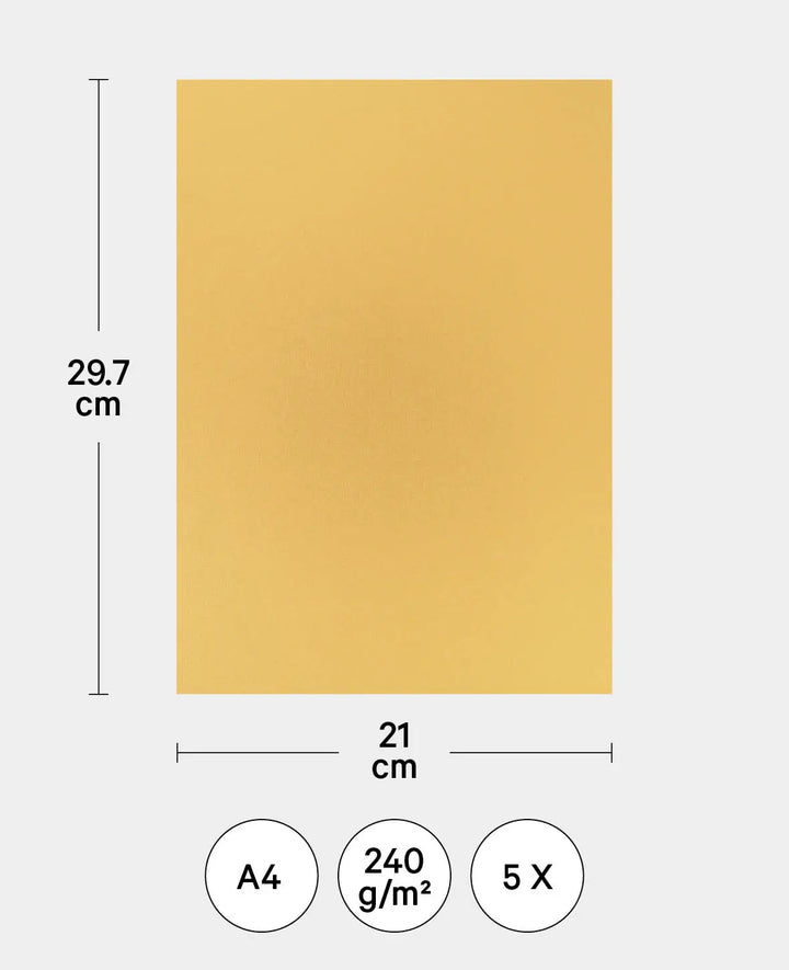 Briefkarton, Gold, 210 x 297 mm, A4, 5 Stk.