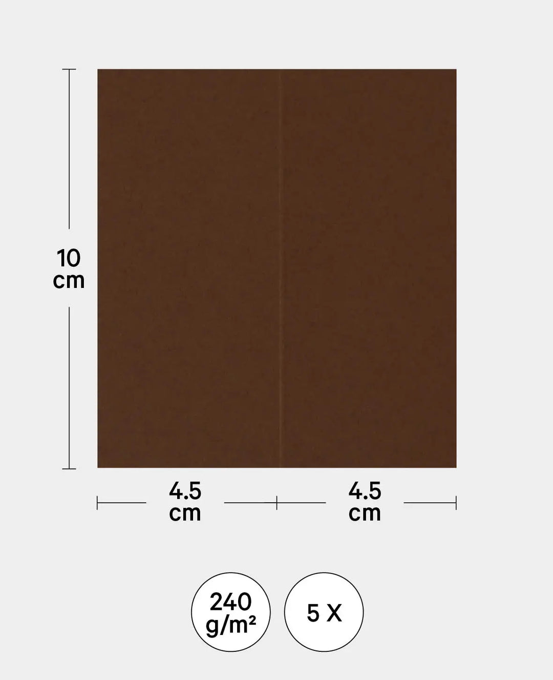Marque-places, Brun chocolat, 89 x 100 mm, 240 g/m², 5 pièces