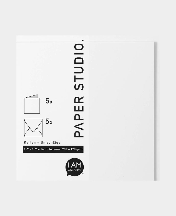 Card &amp; Envelope Set, White, 152 x 152 mm &amp; 160 x 160 mm, 240 &amp; 120 gsm, 5 pieces each