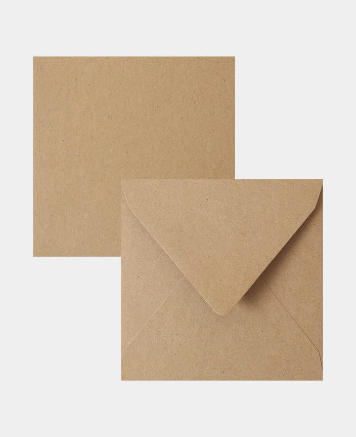 Cards &amp; Envelopes Set, Kraft Brown, 152 x 152 mm &amp; 160 x 160 mm, 240 &amp; 120 gsm, 5 pieces each