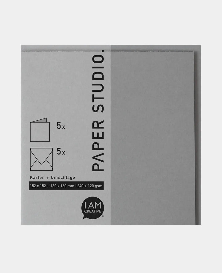 Cards &amp; Envelopes Set, Grey, 152 x 152 mm &amp; 160 x 160 mm, 240 &amp; 120 gsm, 5 pieces each