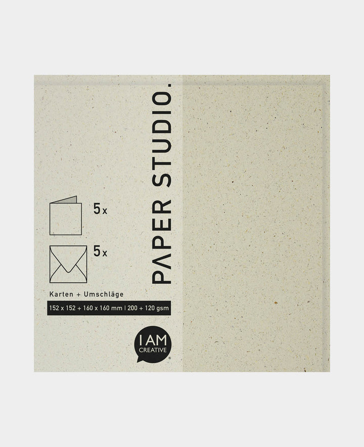 Cards &amp; Envelopes Set, Natural, 152 x 152 mm &amp; 160 x 160 mm, 200 &amp; 120 gsm, 5 pieces each