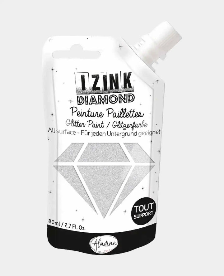 Peinture pailletée IZINK Diamond, argent, 80 ml, 1 pièce.