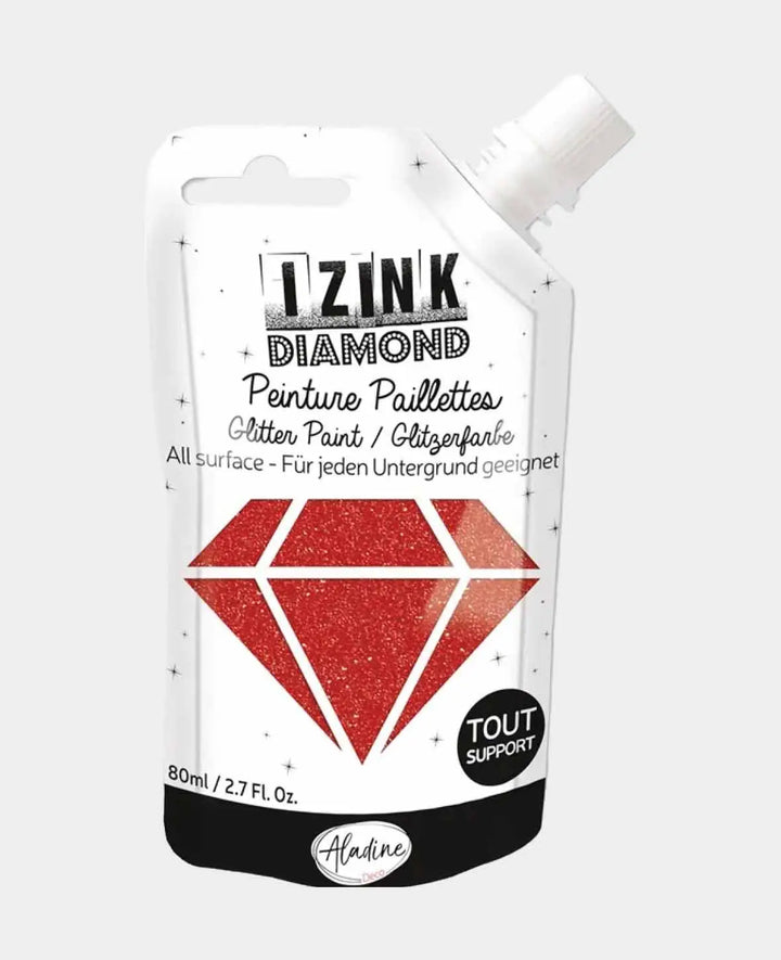 Peinture pailletée IZINK Diamond, Rouge, 80 ml, 1 pièce.