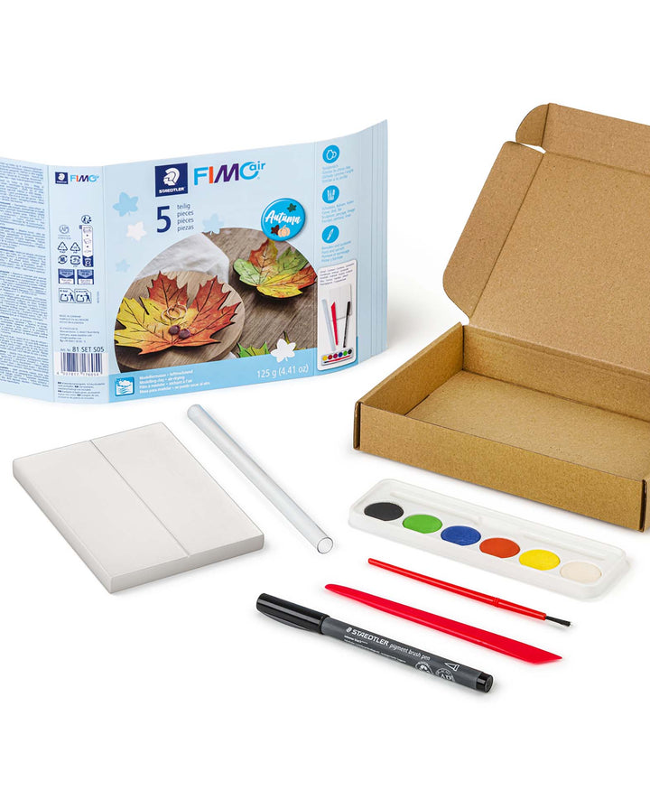 FIMO Air Modellierset Herbstblätter mit Anleitung, 5 tlg.