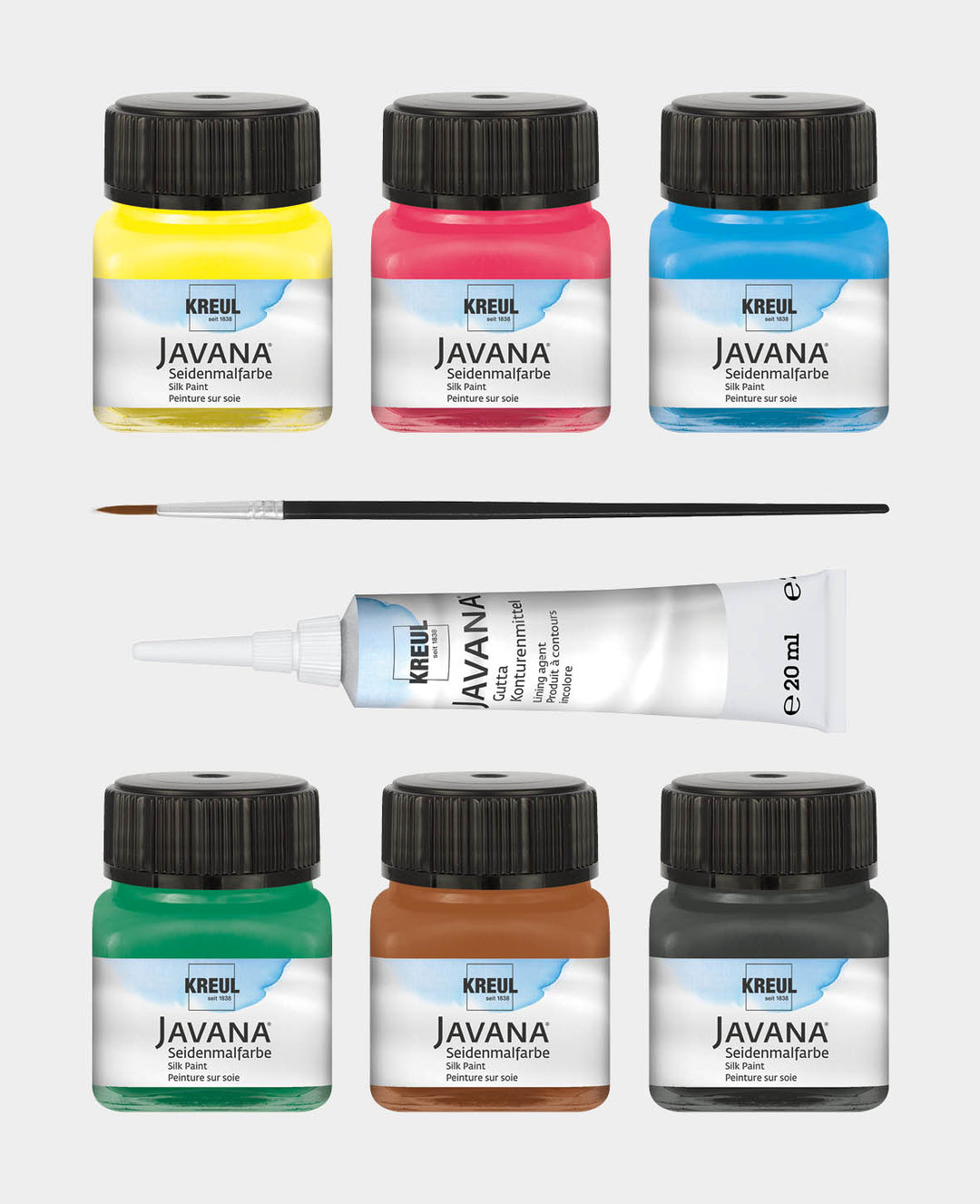 KREUL Javana Peintures sur soie en set Couleurs de base 6 x 20 ml