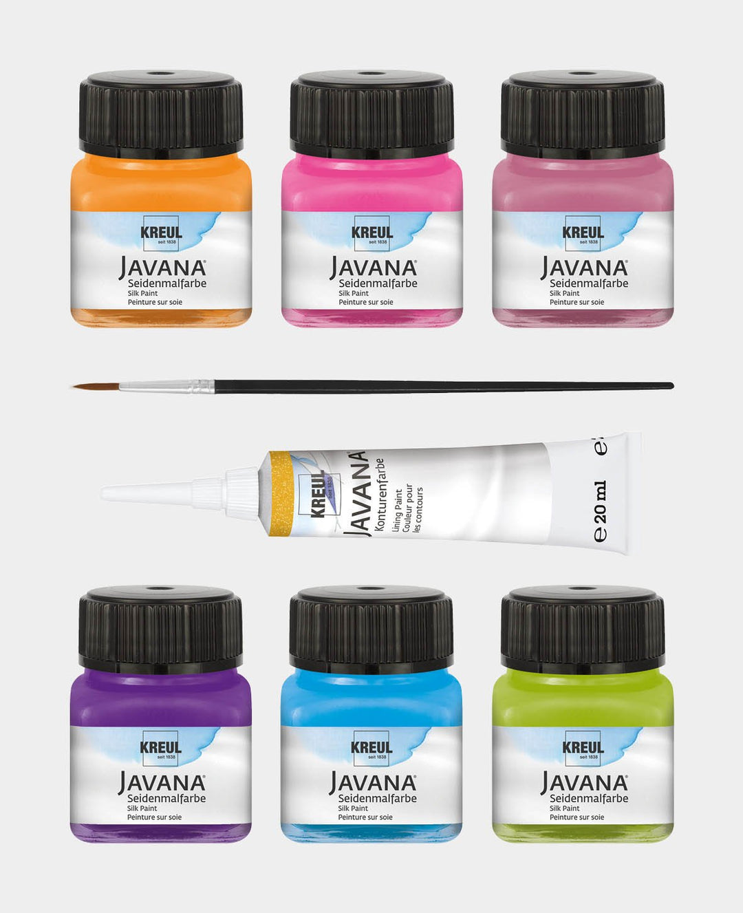 KREUL Javana Peintures sur soie Couleurs tendance Set 6 x 20 ml