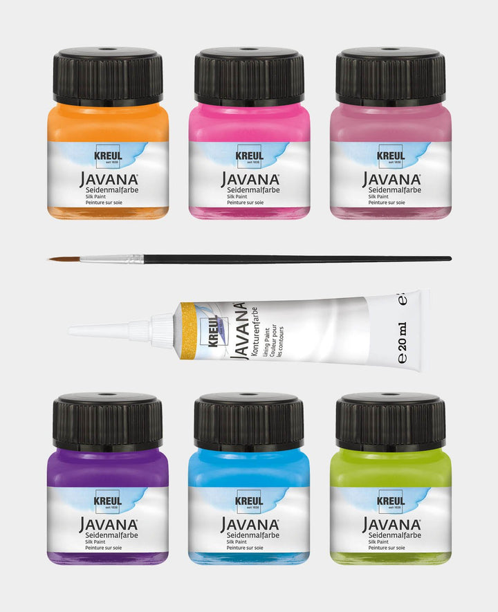 KREUL Javana Peintures sur soie Couleurs tendance Set 6 x 20 ml