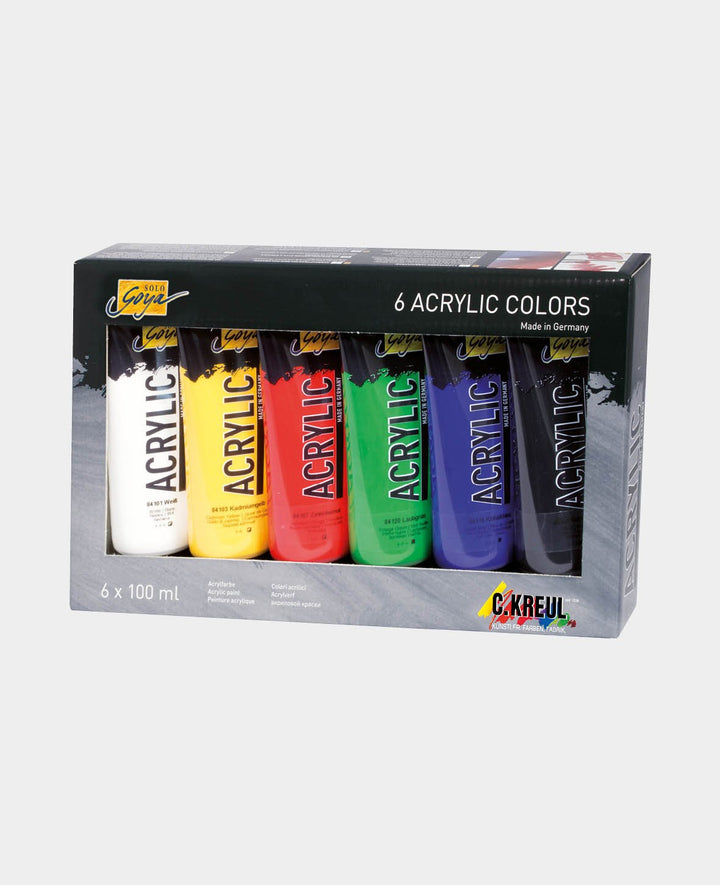 SOLO GOYA Acrylic Paint Set, White, 6 x 100 ml