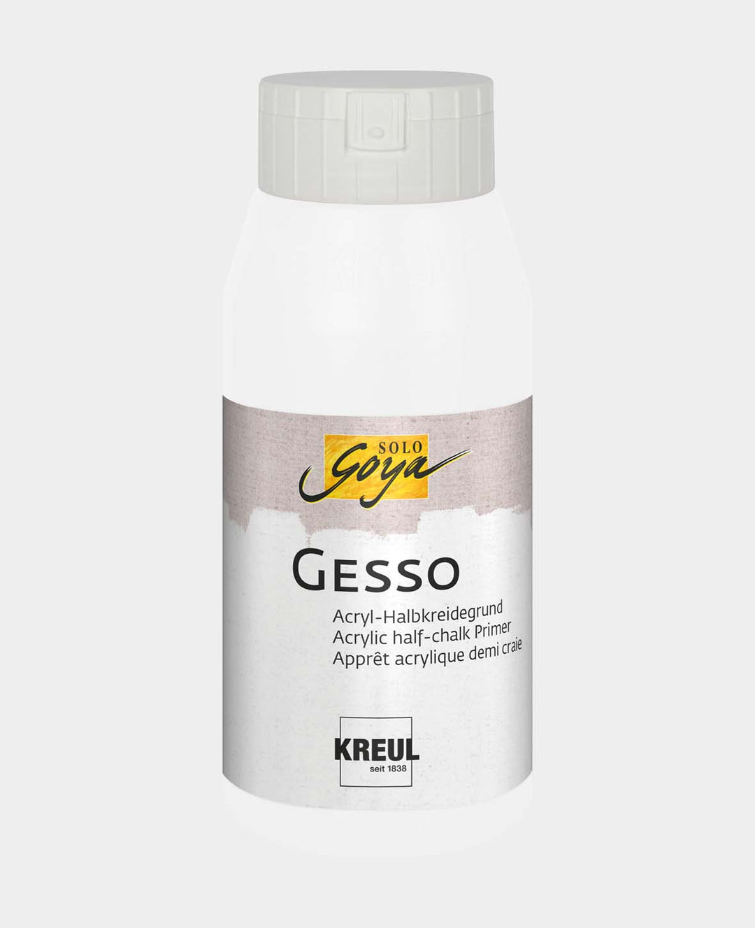 Gesso, semi-matte primer, acrylic half-chalk base, white, 750 ml