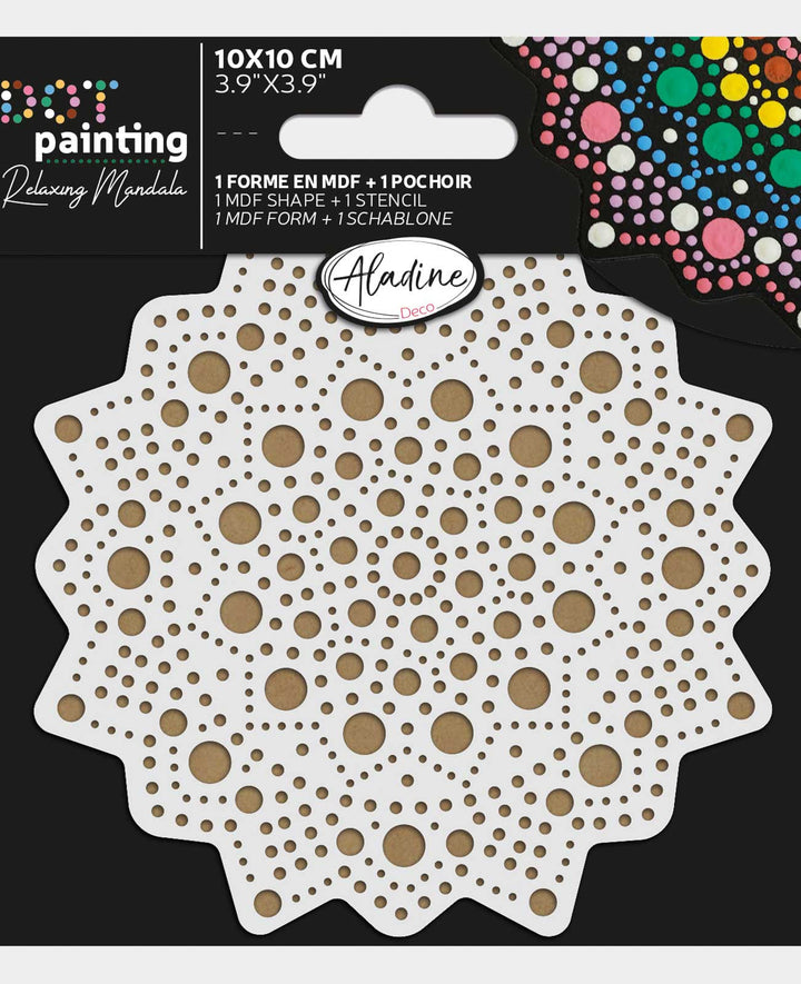 Dot painting MDF shape and stencil 10cm, 2