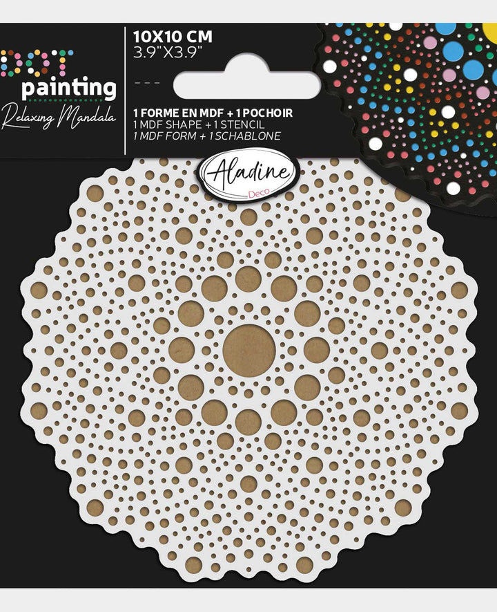 Peinture pointillée Forme et pochoir MDF 10 cm, 3